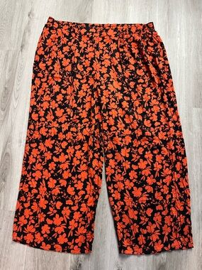 0020–NWT Eloquii Wide Leg Pants in Black & Orange Floral